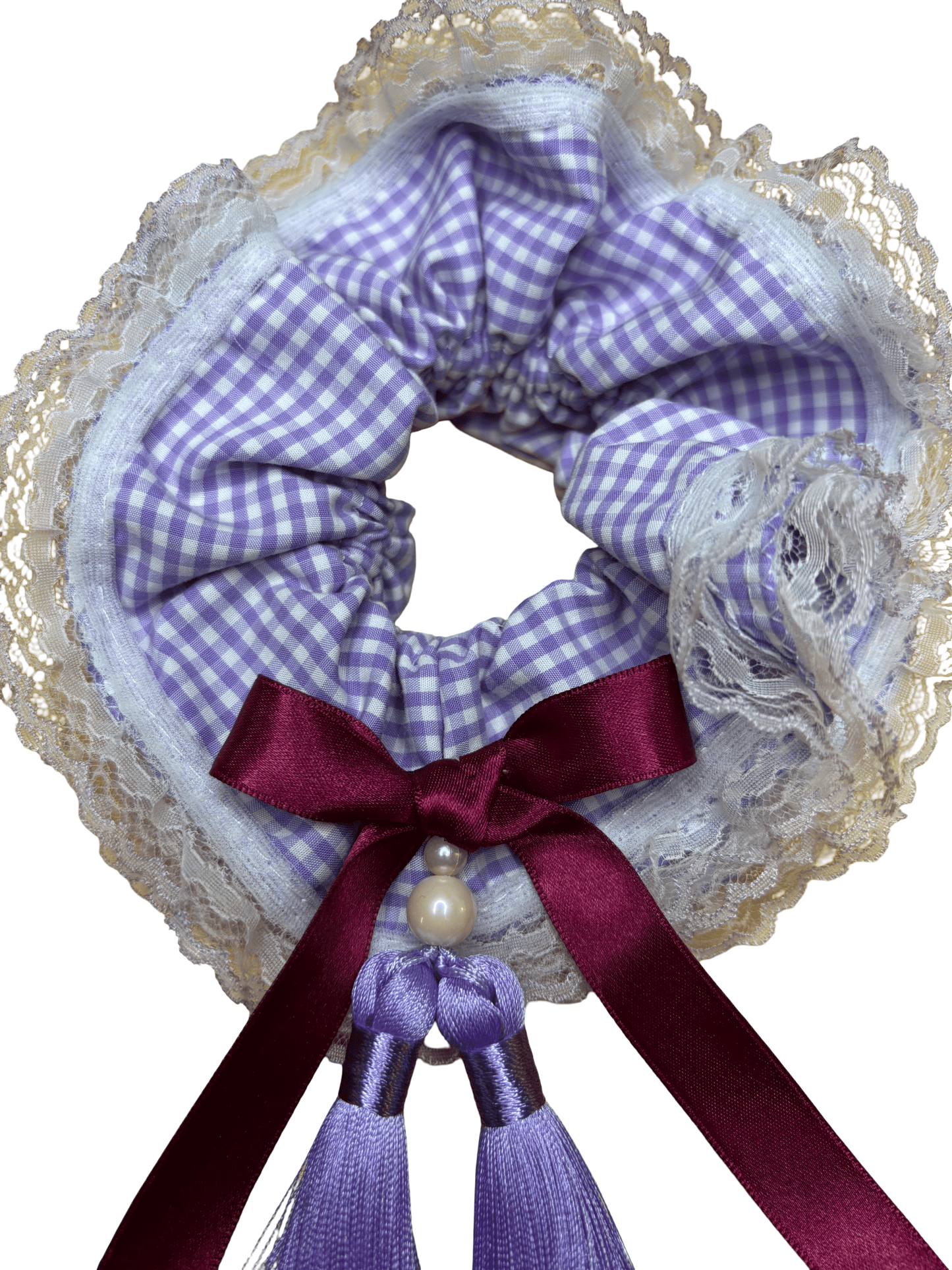 Lila Gingham Scrunchie