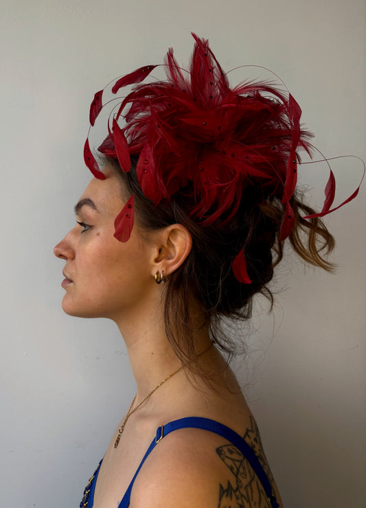 ASF Rhinestone & Feather Fascinator *verhuur*