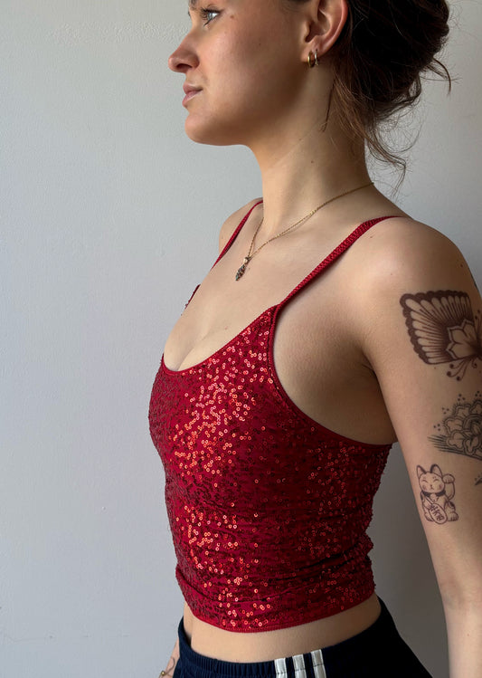 ASF Red Glitter Cami Top
