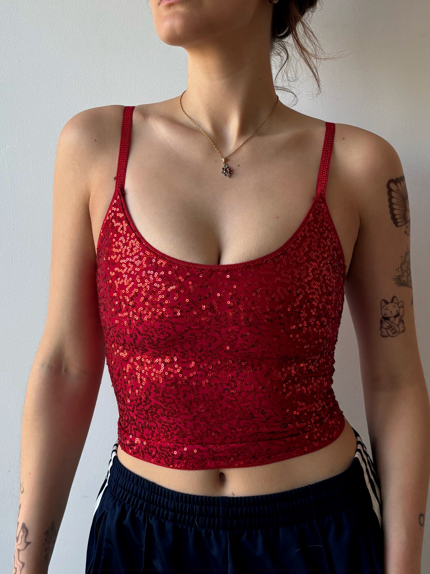 ASF Red Glitter Cami Top