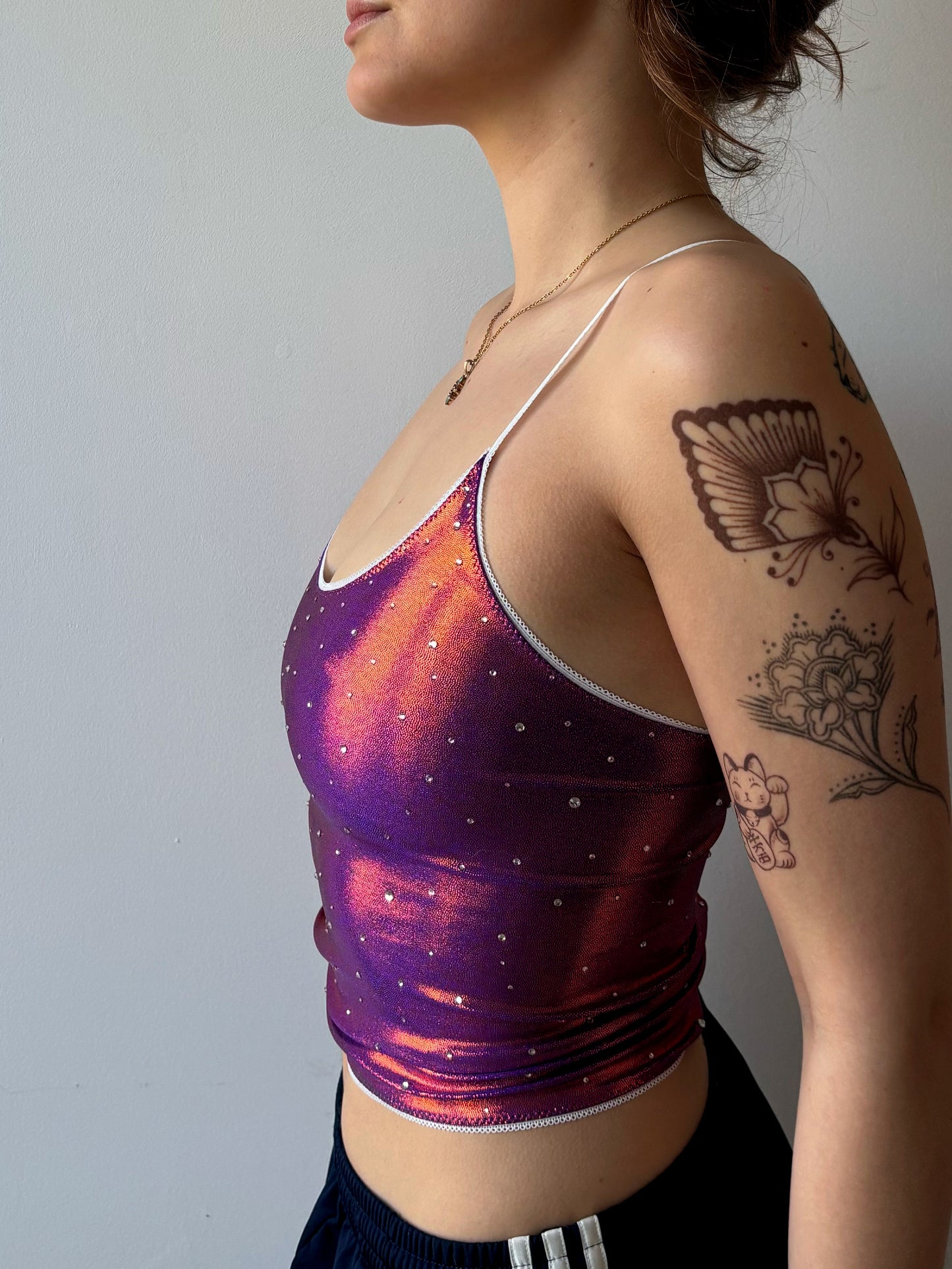 ASF Oil-look Cami top with Rhinestones