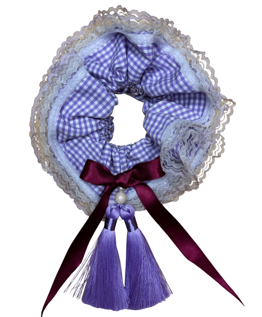 Lila Gingham Scrunchie